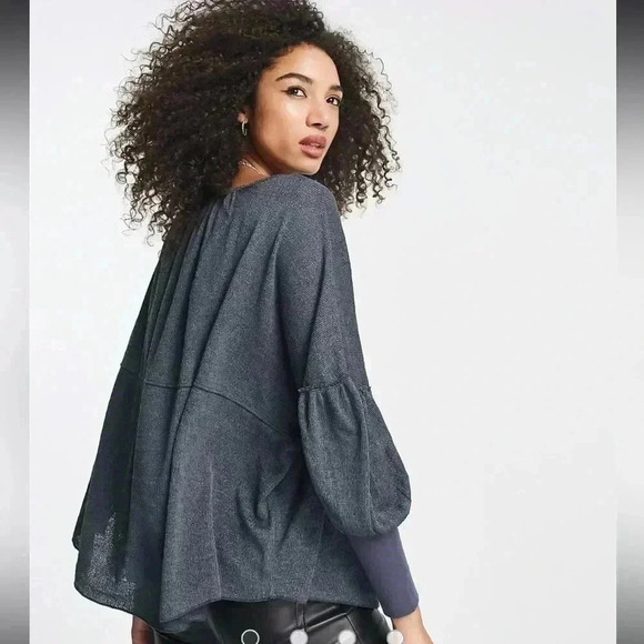 FREE PEOPLE boho Marla knit jersey button down Henley top XS - Picture 3 of 12